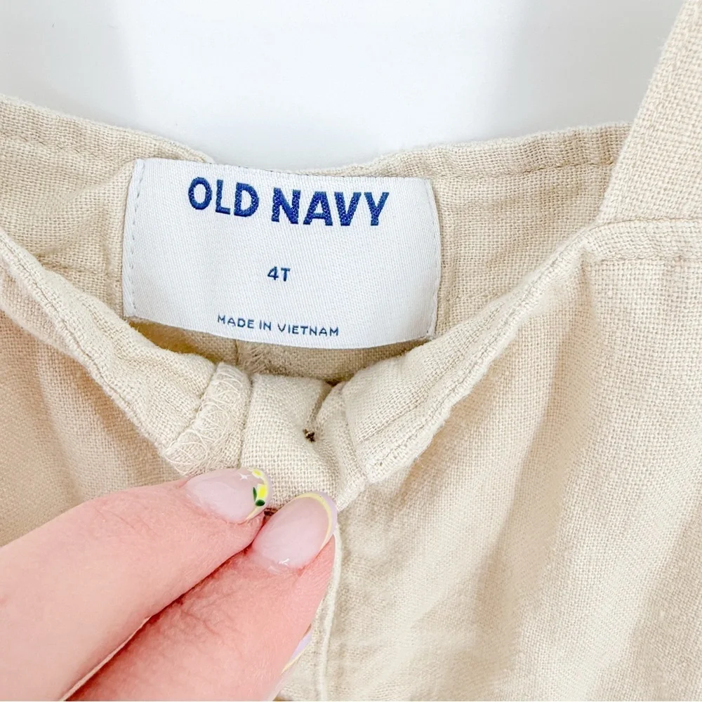Old Navy Tan Jumpsuit Relaxed Fit Linen Blend